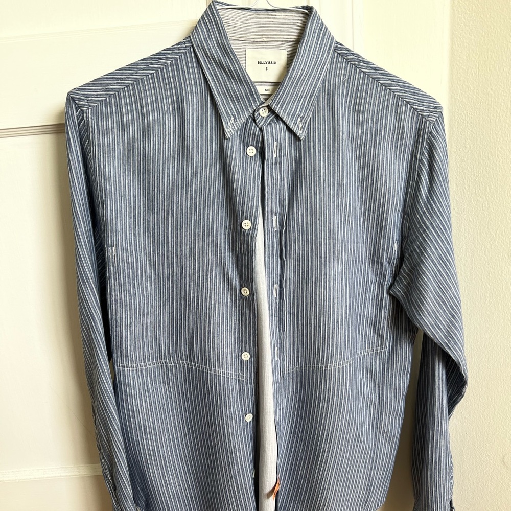 Billy Reid Tuscumbia Long Sleeve Shirt Mens Small Slim Blue